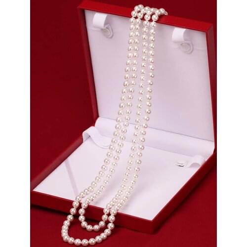 8mm-10mm Nanyang mother of pearl pearl necklace decorated round white shell pearl pearl sweater chain send mom