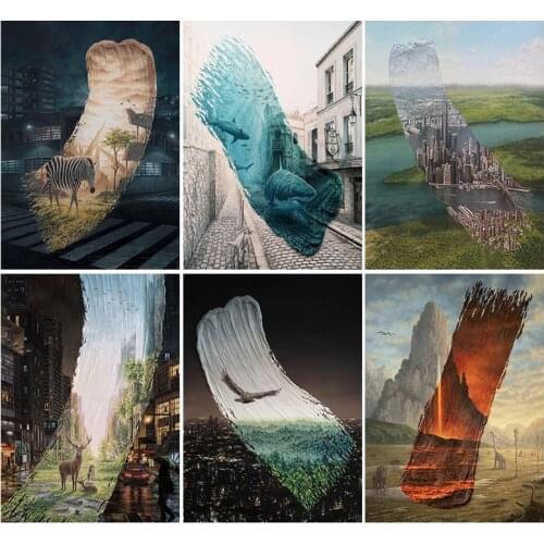 LUOVIZEM 5D Diamond Painting Personality Landscape Joint Full Square/Round Drill Embroidery Scenery Home Decor Painting