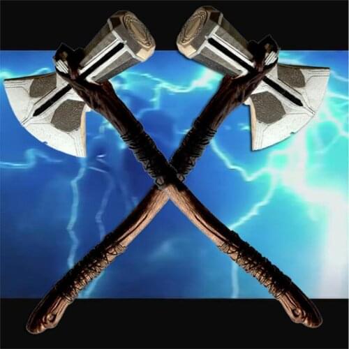 American Super Hero Weapon 73cm Cosplay Weapons 1:1 Axe Hammer Movie Role Playing Thunder Hammer Axe Stormbreaker Figure Model
