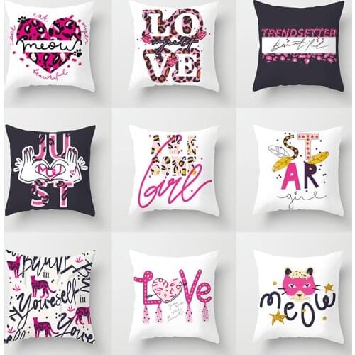 Valentine Decor Throw Pillow Case Cat Heart Lover Cushion Covers for Home Sofa Chair Decorative Pillowcases