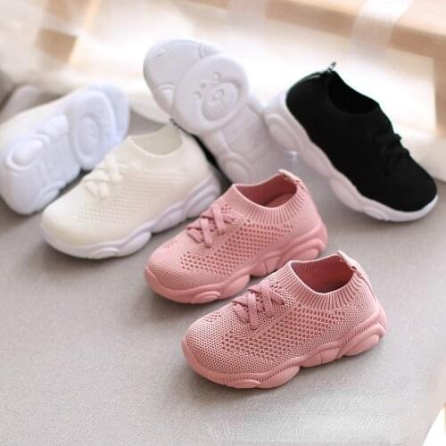 Baby Sneakers Infant Shoes 2021 Fashion Childrens Flat Shoes Baby Kids Girls Shoes Stretch Breathable Mesh Sports Running Shoes
