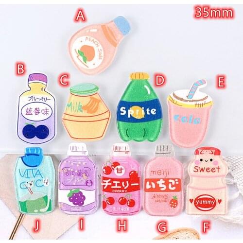 Flatback Cabochons Scrapbook Craft DIY Embellishments phone decor Headwear accessories 20pcs Cartoon Juice Drink Cabochons