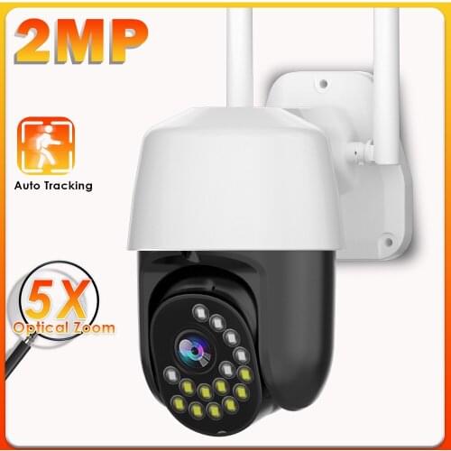 WiFi IP Camera Outdoor 1080P HD PTZ Home Security Camera 5X Optical Zoom Auto Tracking CCTV Camera Surveillance Waterproof