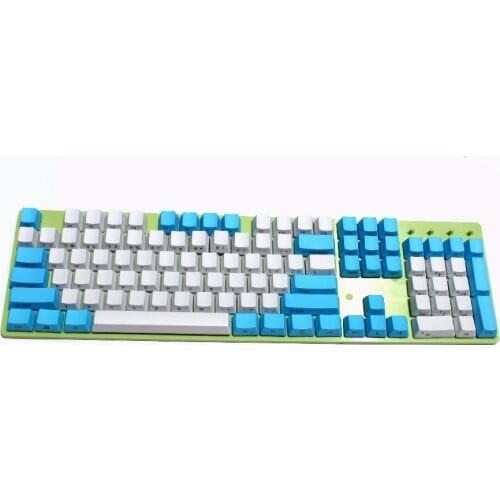 YMDK White Blue mixed Sky Theme Thick PBT 104 87 61 Keycaps OEM Profile Key caps For MX Mechanical Keyboard Free shipping