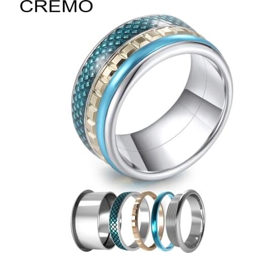 Koaem Spinner Rings for Women Ring Steel Stackable Ring Malti Filled Rings Statement Anillos Mujer