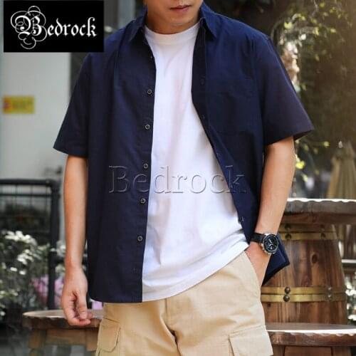 MBBCAR 2021 summer short-sleeved shirt men simple combed cotton oxford shirt Ami khaki lazy style shirt slim commuter shirt 9170