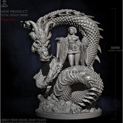 H80mm Resin Dragon and beauty model kits toy self-assembled TD-2476