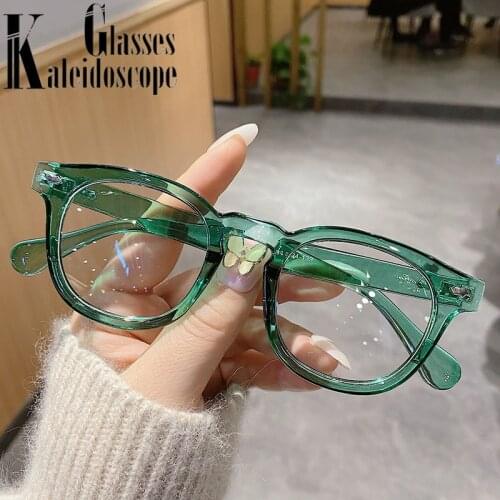 Fashion Men Anti Blue Light Glasses Frame Women Retro Eyeglasses Frames Ladies Candy Color Optical Spectacle Green Frame