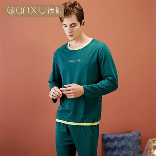 Men Cotton Pajamas Sets Letter Printing Sleepwear Autumn New Pajama Sets Casual Sleep&Lounge Pyjamas Plus Size 2XL Pijama