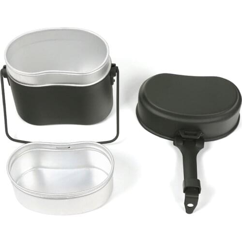 1.2L/1.5L Outdoor Military Canteen Mess Tin Kit Camping Cookware Lunch Box Cooking Pot Camping Cooking Supplies