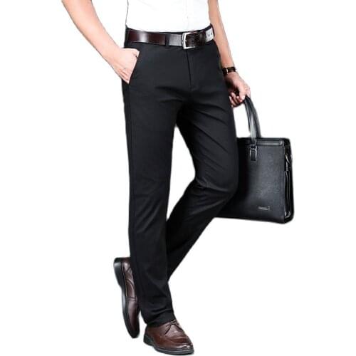 2021 New Mens Suit Pants Solid Business Casual Long Pants Straight Dress Suit Trousers Men Classic Formal Office Pants Plus Size