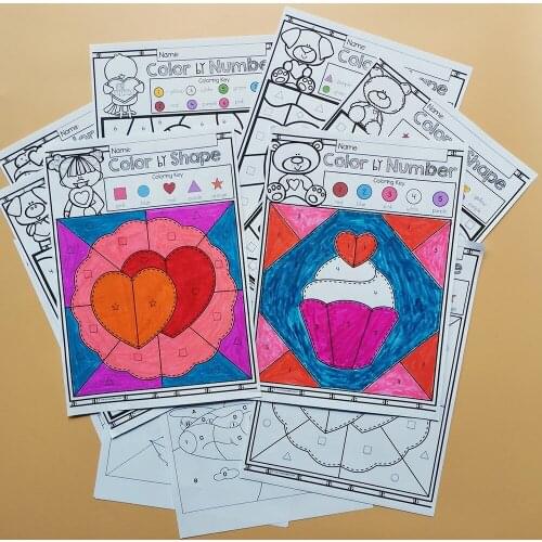 Educational Toys for Children Color By Shape Munber Letter Wooksheet Classroom Learn English Books Painting Exercise Book