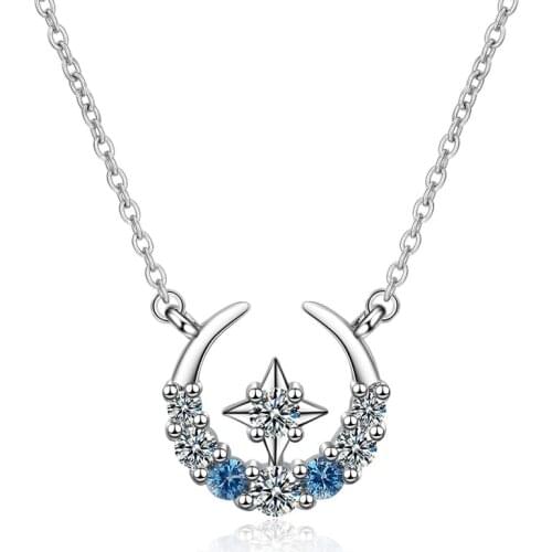 Everoyal New Arrival Female 925 Sterling Silver Necklace For Women Accessories Charm Zircon Moon Pendant Necklace For Girls Gift