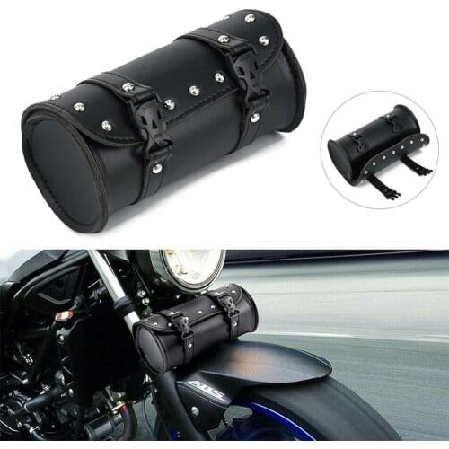 Motorcycle Cruiser Tool of Synthetic Leather Fork Barrel Shape Handlebar Front Fork Bag
