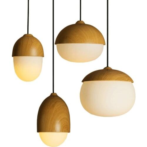 Marmenkina Pendant Lights modern minimalist lamp restaurant creative personality coffee bar nuts wood grain glass droplight E27