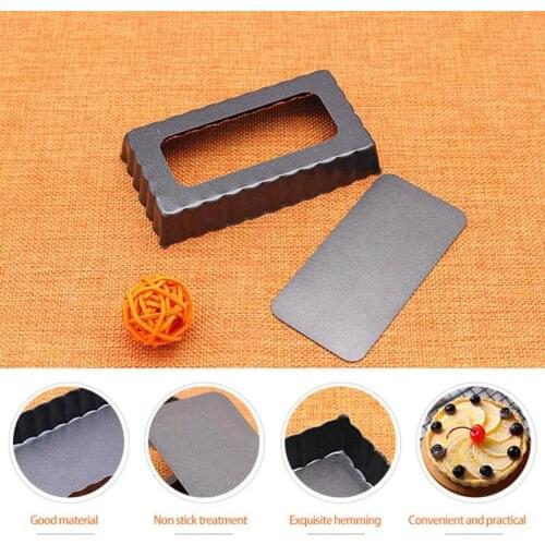 Rectangle Fluted Pie Tart Pan Non-Stick Pizza Pan Baking Quiche Mould Removable Loose Bottom Fluted Heavy Duty Pie Pan Bakeware