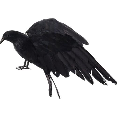 Halloween prop feathers Crow bird large 25x40cm spreading wings Black Crow toy model toy,Performance prop