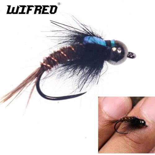 Wifreo Tungsten Bead Head Barbless Jig Hook Flash Back Pheasant Tail Nymph Fly Trout Fishing Flie Fast Sinking Fishing Lure