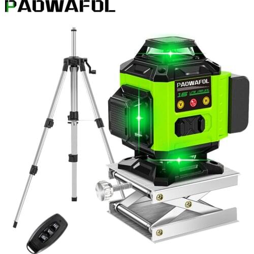 16 Lines 4D Green Laser Level Self-Leveling Wireless Remote With Digital Battery