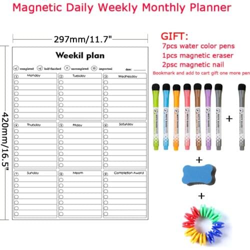 Dry Erase Magnetic Weekly Monthly Planner Calendar Whiteboard Message Drawing memo schedule White board magnet board fridge