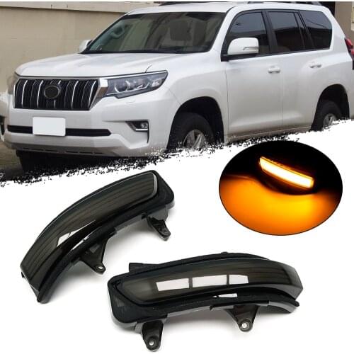 For Toyota Land Cruiser FJ200 LC200 / Prado FJ150 LED Dynamic Turn Signal Light Side Wing Rearview Mirror Lamps Indicator Trim
