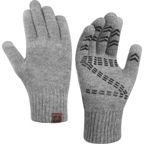 2019 Winter Touch Screen Gloves Men Warm Stretch Knitted Mittens Imitation Full Finger Guantes Female Crochet Gloves