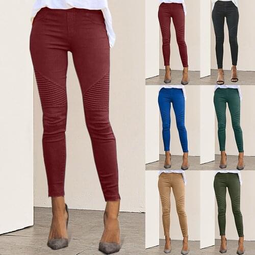 Women High Waist Trousers Slim Fit Slim Pants 2019 Autumn Sexy Female Womens Fashion Casual Joggers Elastic Pants Femme Pant