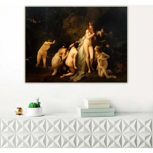 Jules Joseph Lefebvre"Diana Surprised"Canvas Oil Painting Western Art Decor Poster Wall Aesthetic Home Room Interior Decoration