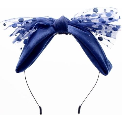 Winter style child womens vintage solid headbands double layer gauze butterfly headbands female hand made hair accessories