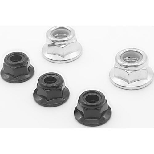 10/50 Black Carbon 304 A2-70 Stainless Steel Hex Flange Nylon Insert Lock Nut M3 M4 M5 M6 M8 M10 M12 Self-locking Nylock Locknut