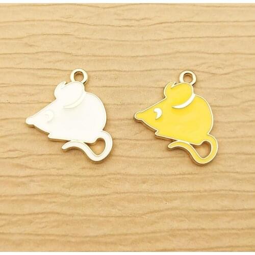 10pcs 17x18mm enamel mouse charm for jewelry making earring pendant necklace and bracelet charm