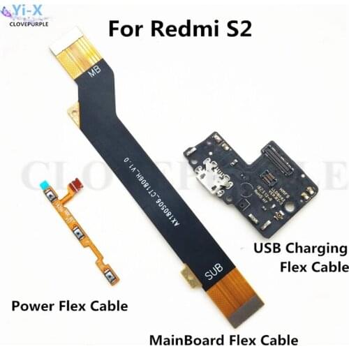 10pcs Power Volume & USB Charging Board Flex Cable & Motherboard MainBoard Connections Line Flex Cable For Xiaomi Redmi S2 Y2