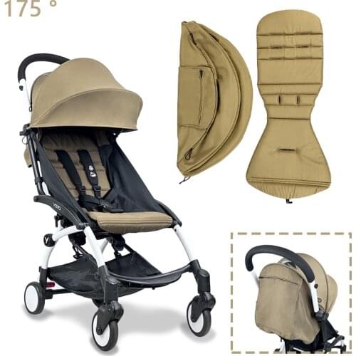 175 Degrees Hood & Mattress For Babyzen Yoyo Yoya Baby Stroller Accessories With Back Zipper Pocket Cushion For Yoyo