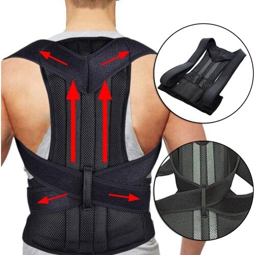 2019 Unisex Adjustable Back Posture Corrector Brace Back Shoulder Support Belt Orthopedic Posture Men Women Black Corsets