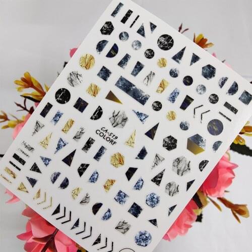 3D Nail stickers Art Peel Off Slider Geometric Rock Triangle Nail Decoraciones Foil Self adhesive Design Manicure Accessories