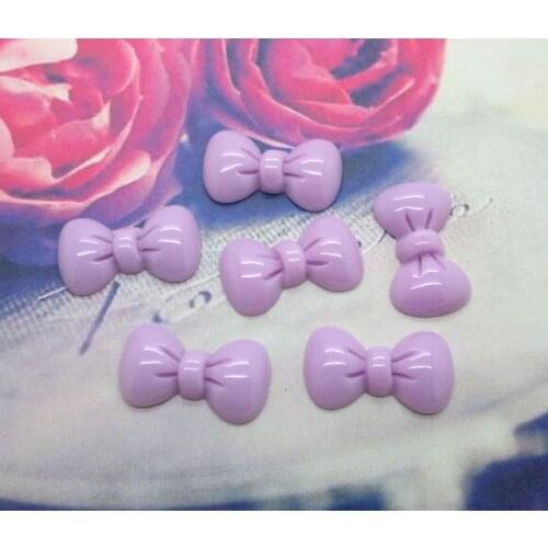 50Pcs Resin Purple Bowknot Crafts Flatback Cabochon Scrapbooking Decorations Fit Hair Clips Embellishments Beads Diy