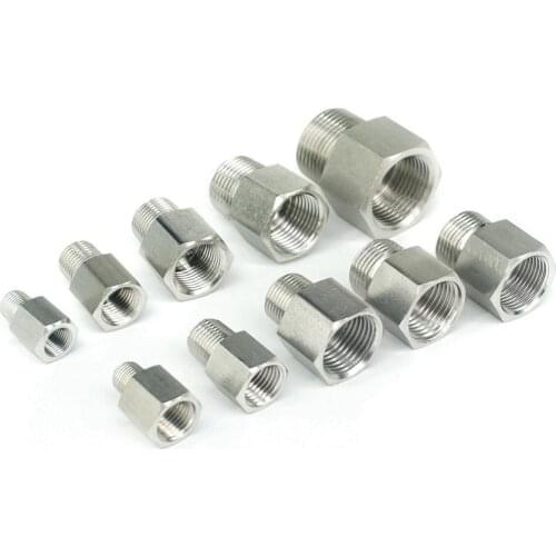 Stainless steel 304 Bar Stock Pipe Fitting Adapter BSP Thread Pressure Gauge Adapter Connector M14 M20 1/8" 1/4" 3/8" 1/2" 3/4"
