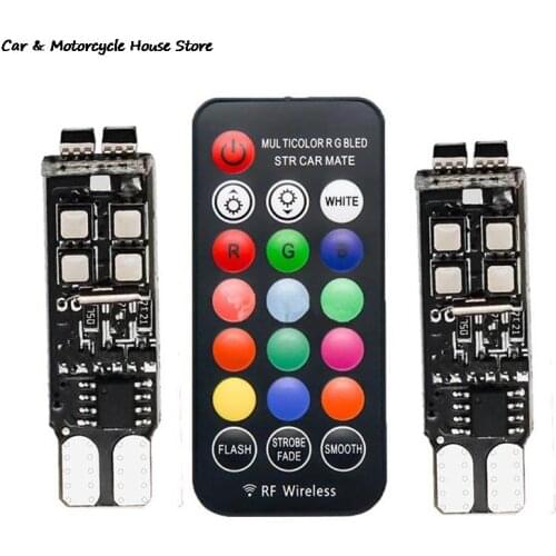 2PCS RGB W5W 3535 10SMD For Car LED Marker Lamp Position Light With Remote