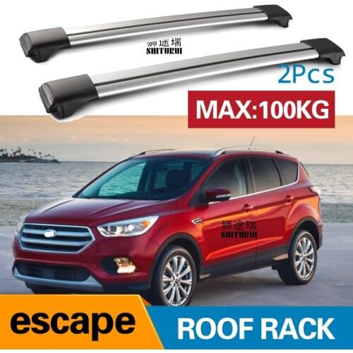 2Pcs Roof Bars for FORD Escape 2013+ 2017 2019 Aluminum Alloy Side Bars Cross Rails Roof Rack Luggage CUV SUV LED