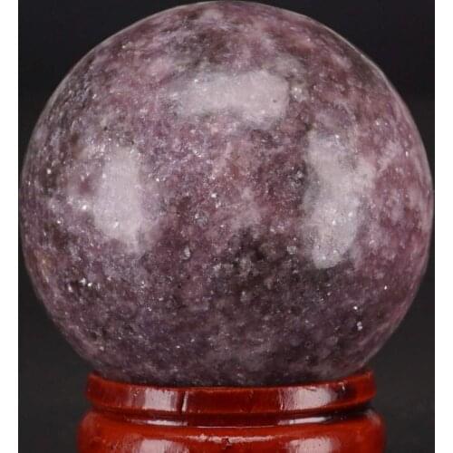 Free Shipping Natural Gemstone 40MM Lilac Lepidolite Sphere Crystal Ball Chakra Healing Reiki Carving Crafts With Stand