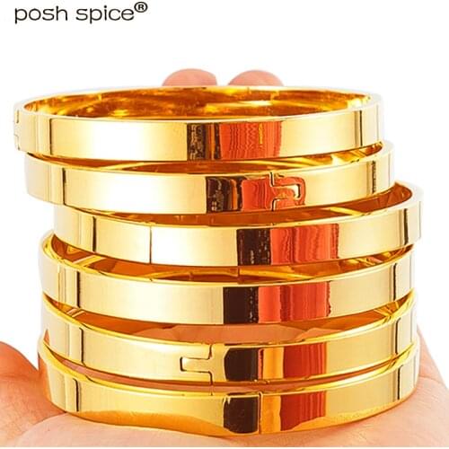 8mm 6pcs/lots Ethiopian Gold Bangle Bracelets Dubai Bangles for Women Middle East Arabia African Israel Wedding Jewelry Gift