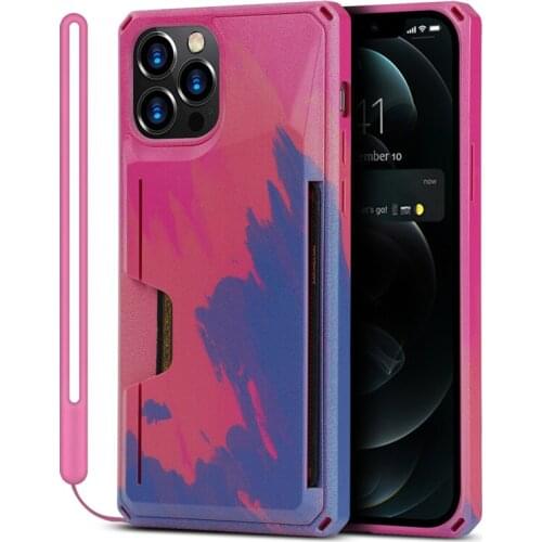 Card slots Case For iphone 12 Pro Max 11 Pro Max 12 Mini Case Painted Armor Card Holder Cover SE 2020 7 8 Plus X XS MAX XR Case
