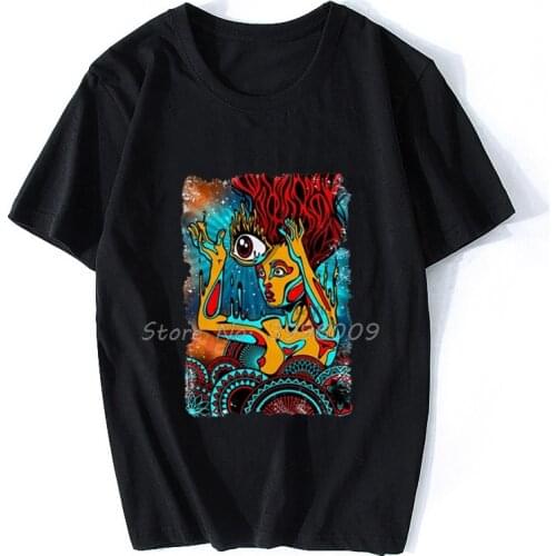 T Shirt Psychedelic Trippy Sexy Female Lucid Dream LSD MDMA XTC Ecstasy Albert Hofmann Men Cotton T Shirt Hip Hop Tees Tops