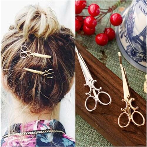 Hot Simple Head Jewelry Hair Pin Gold Scissors Shears Hair Clip For Hair Tiara Barrettes Accessories Headdress For Women Girl