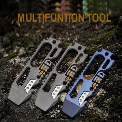Titanium Alloy Survival EDC Tool Bottle Opener Rope Cutter Screwdriver Wrench Multi-function Outdoor Camping Emergency Equipment