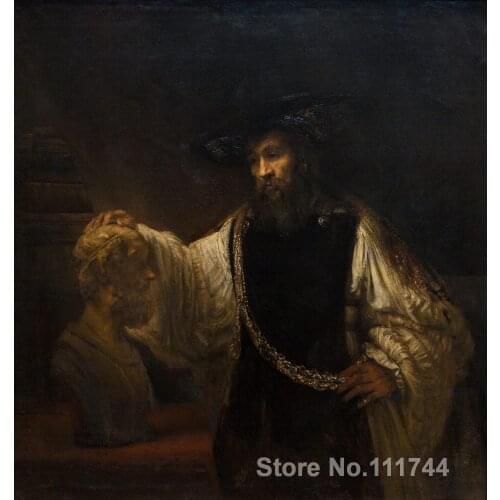 Paintings by Rembrandt van Rijn Aristotle with a Bust of Homer Canvas art High quality Hand painted