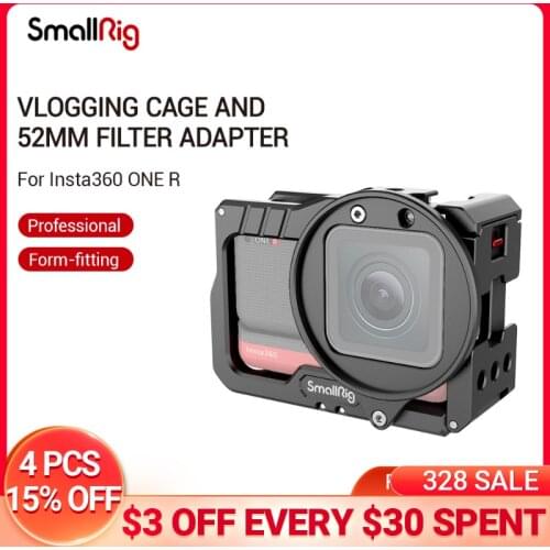 SmallRig Vlogging Cage and 52mm Filter Adapter for Insta360 ONE R 4K Edition Vlog Camera Cage Video Shooting Tripod Support 2901