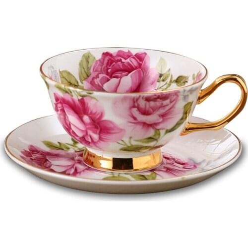 Bone China Coffee Cup Sets Colorful Flower Ceramic Tea Cups And Saucers British Office Teacup Porcelain Nice Gift