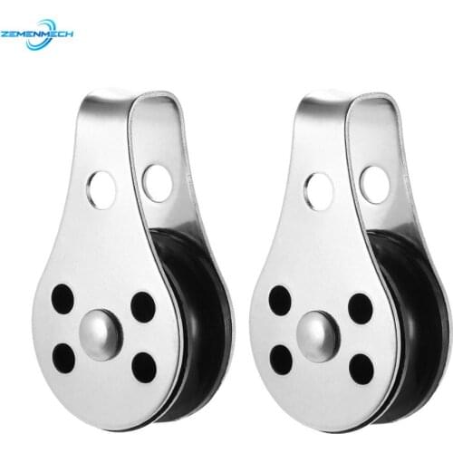 2PCS 316 Stainless Steel Pulley Suit 2mm to 8mm Rope Blocks Rope Runner Kayak Boat Accessories Marine Canoe Anchor Trolley Kit