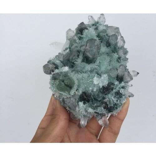 Beautiful Natural green phantom Crystal gemstone cluster meditation healing chakra rough green ghost crystal specimen home decor